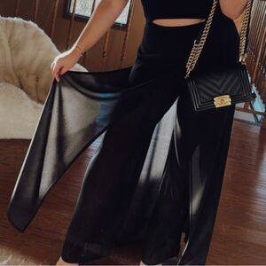 Black sheer layered pants